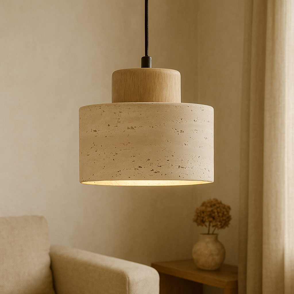 Glowstead - Eigentijdse Travertin Stenen Hanglamp Met Zachte Natuurlijke Tinten