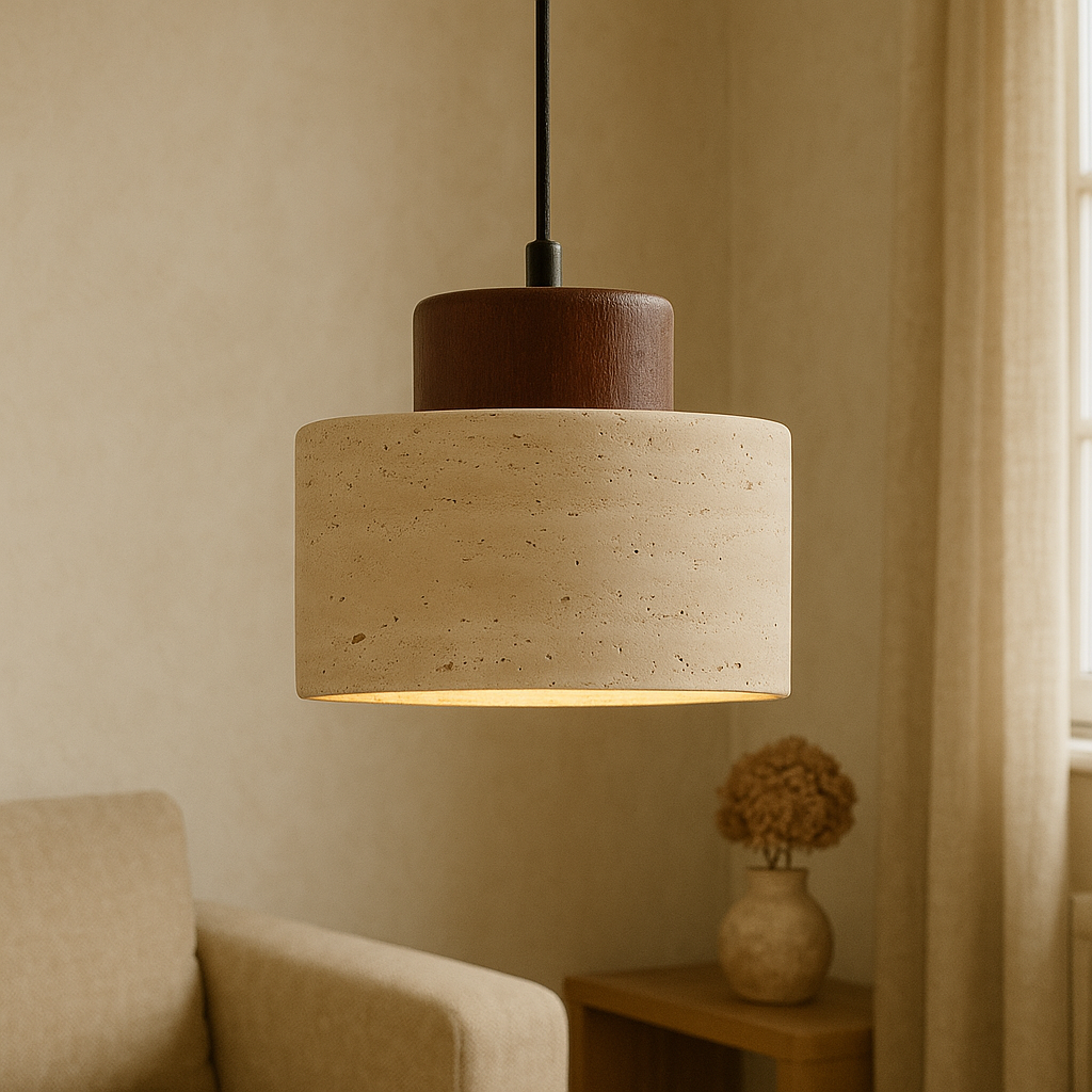 Glowstead - Eigentijdse Travertin Stenen Hanglamp Met Zachte Natuurlijke Tinten