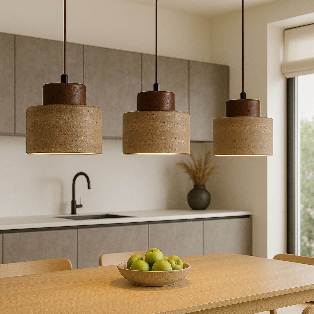 Glowstead - Eigentijdse Travertin Stenen Hanglamp Met Zachte Natuurlijke Tinten