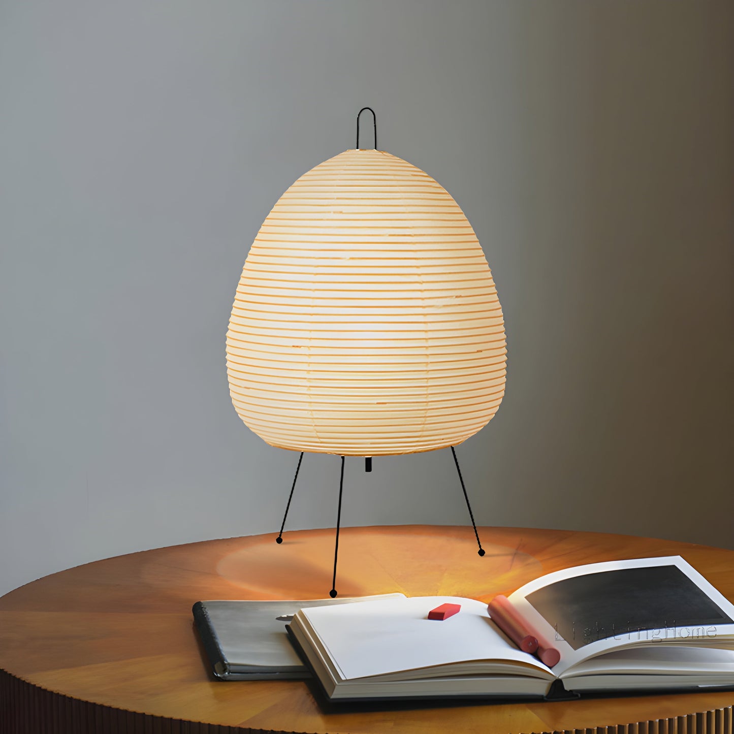 Nozomi – Japanse Wabi-Sabi Rijstpapier Tafellamp (Akari Design, Minimalistische Stijl, E27 Fitting)