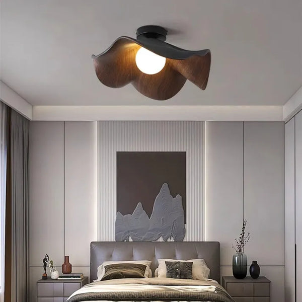 Liora – Scandinavische Houten Plafondlamp (Lotus Design Lamp)
