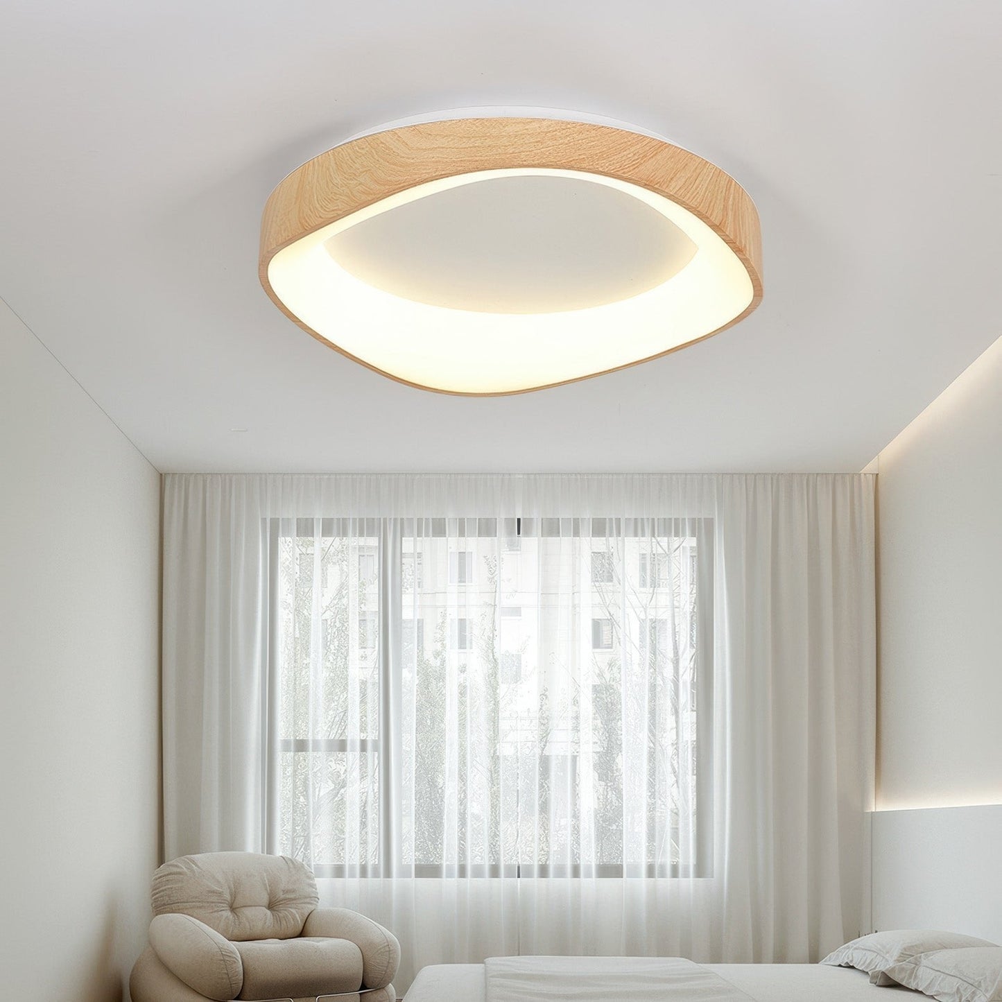 Lumora – Scandinavische Houten LED Plafondlamp