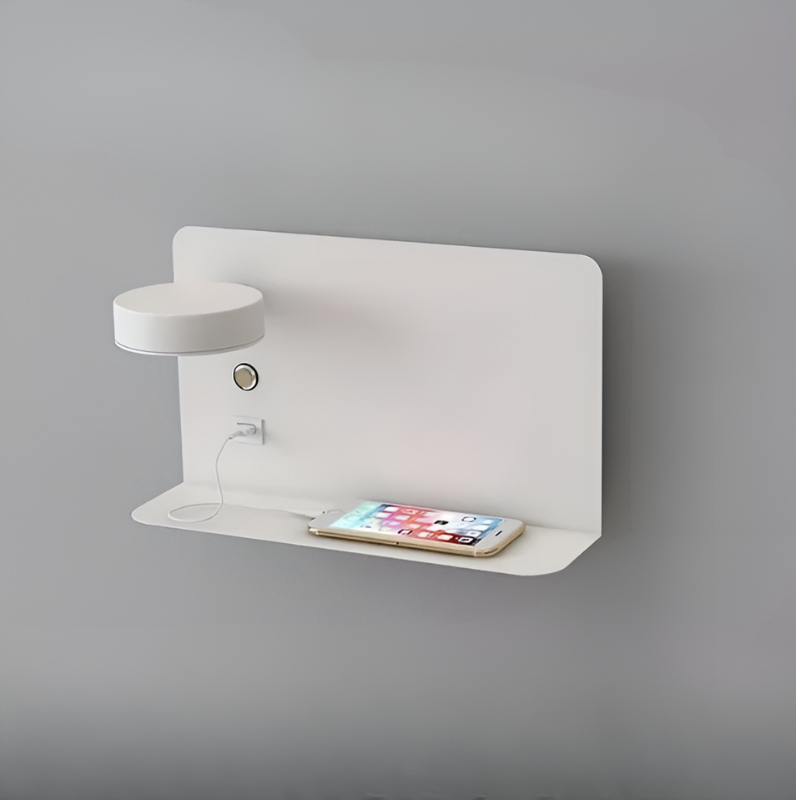 Shelvara – Minimalistische Wandlamp met USB Oplader & Niche