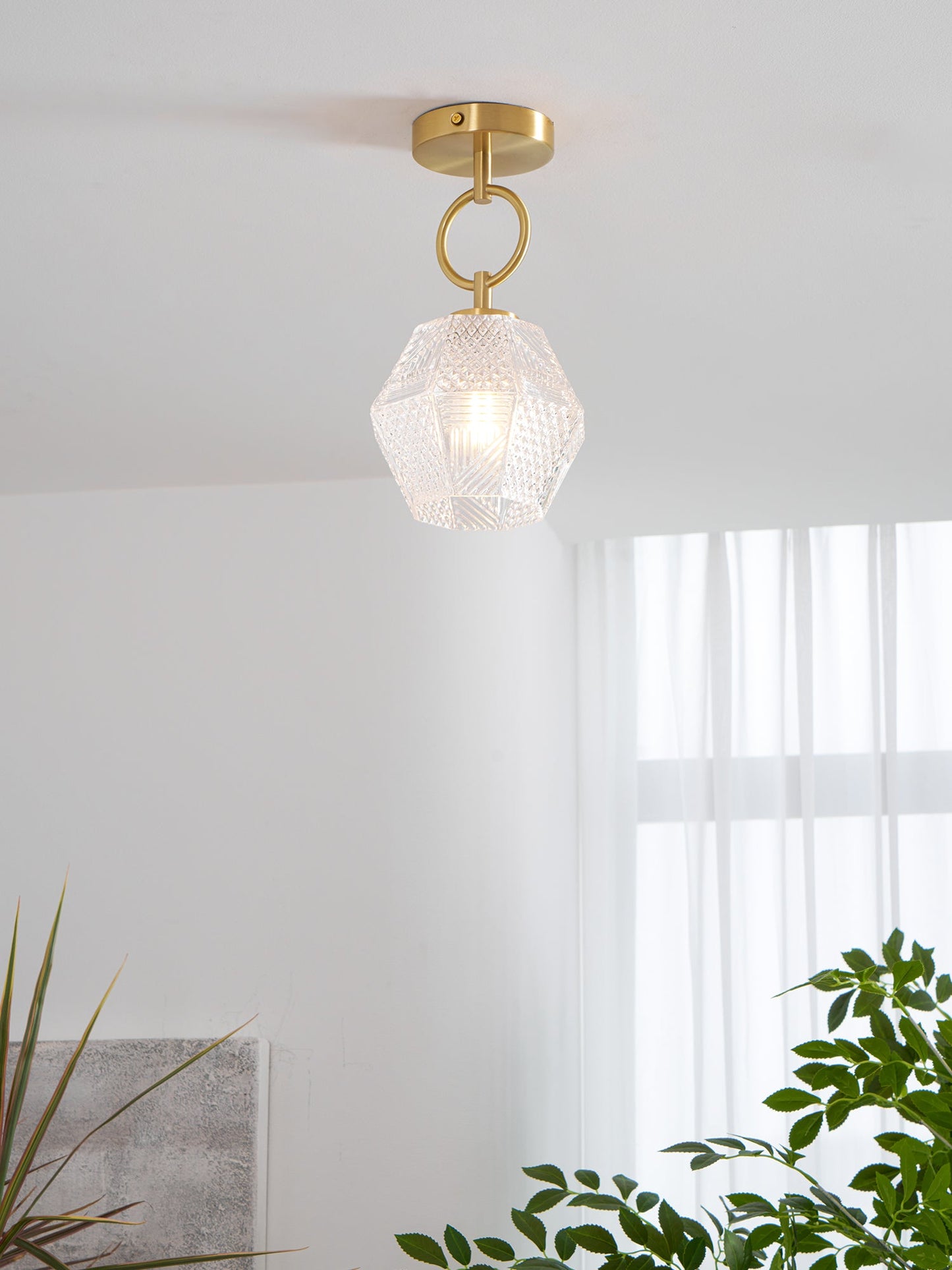 Lustoria - Elegante Art Deco Plafondlamp Met Diamantgeslepen Glas