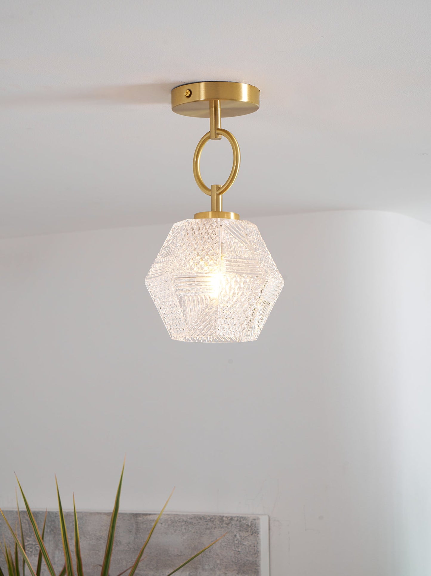 Lustoria - Elegante Art Deco Plafondlamp Met Diamantgeslepen Glas