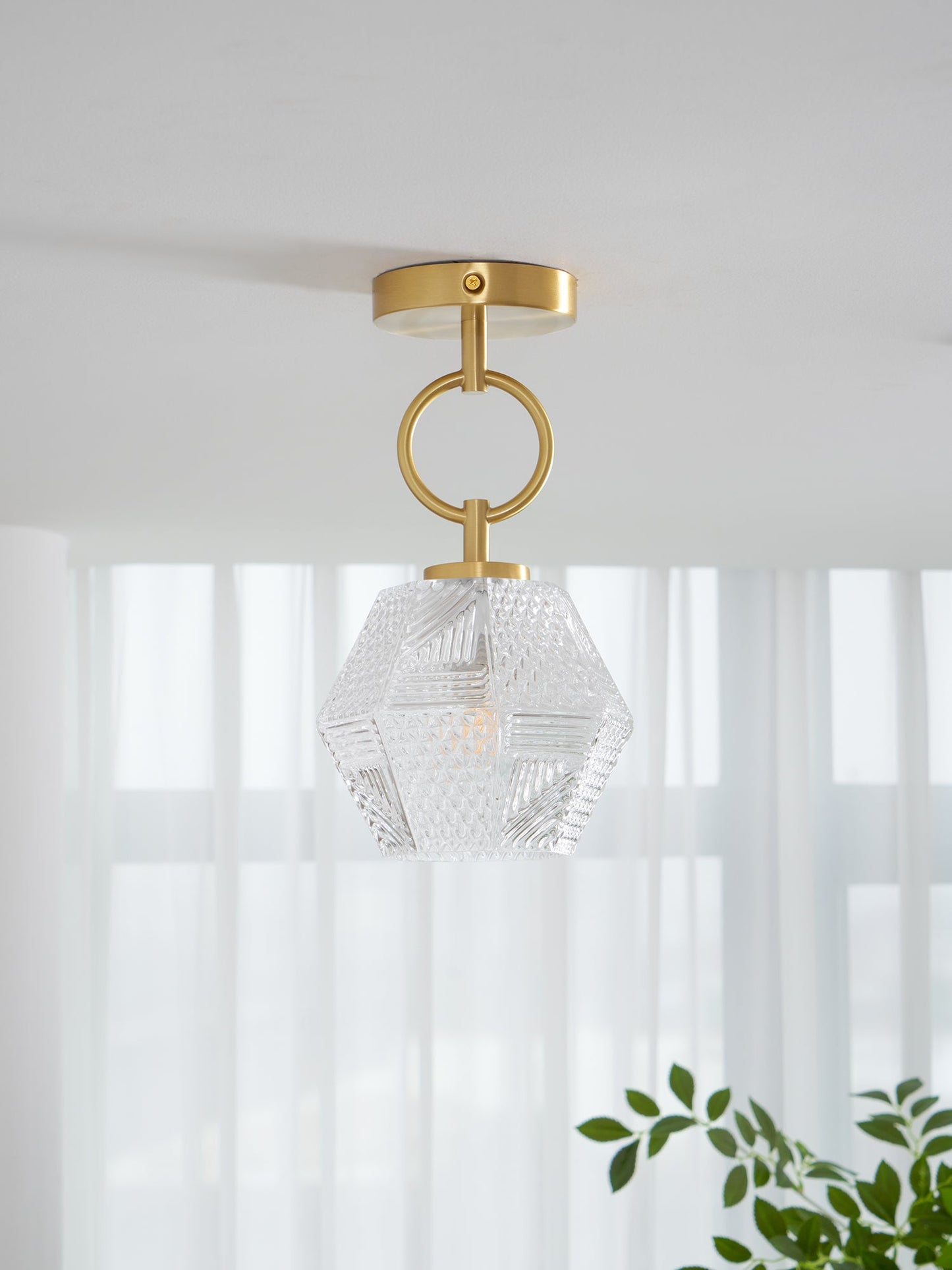 Lustoria - Elegante Art Deco Plafondlamp Met Diamantgeslepen Glas