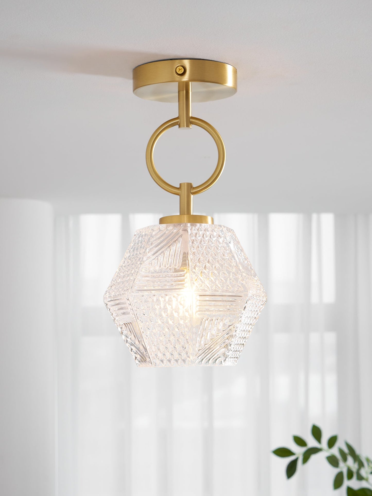 Lustoria - Elegante Art Deco Plafondlamp Met Diamantgeslepen Glas