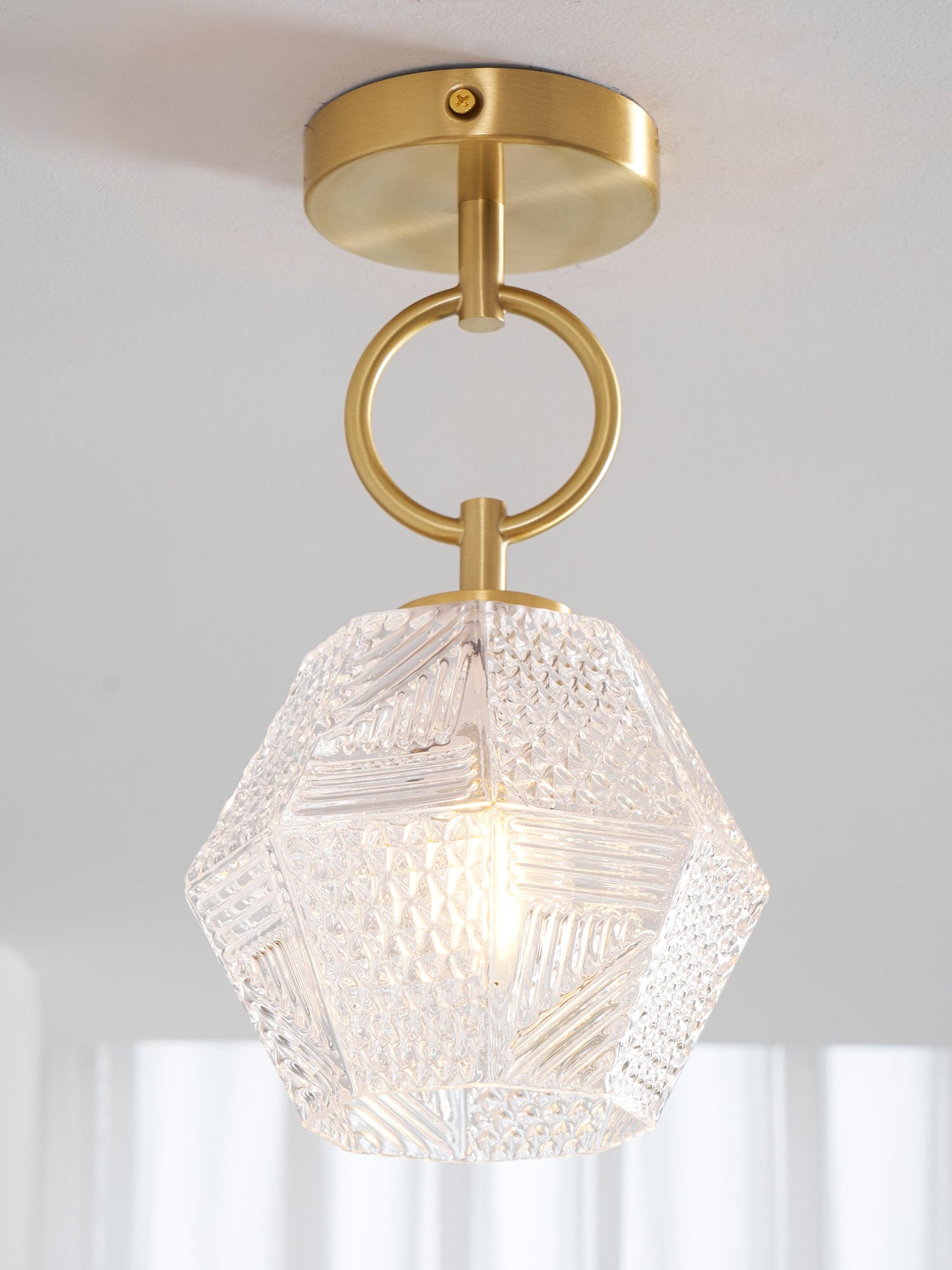 Lustoria - Elegante Art Deco Plafondlamp Met Diamantgeslepen Glas