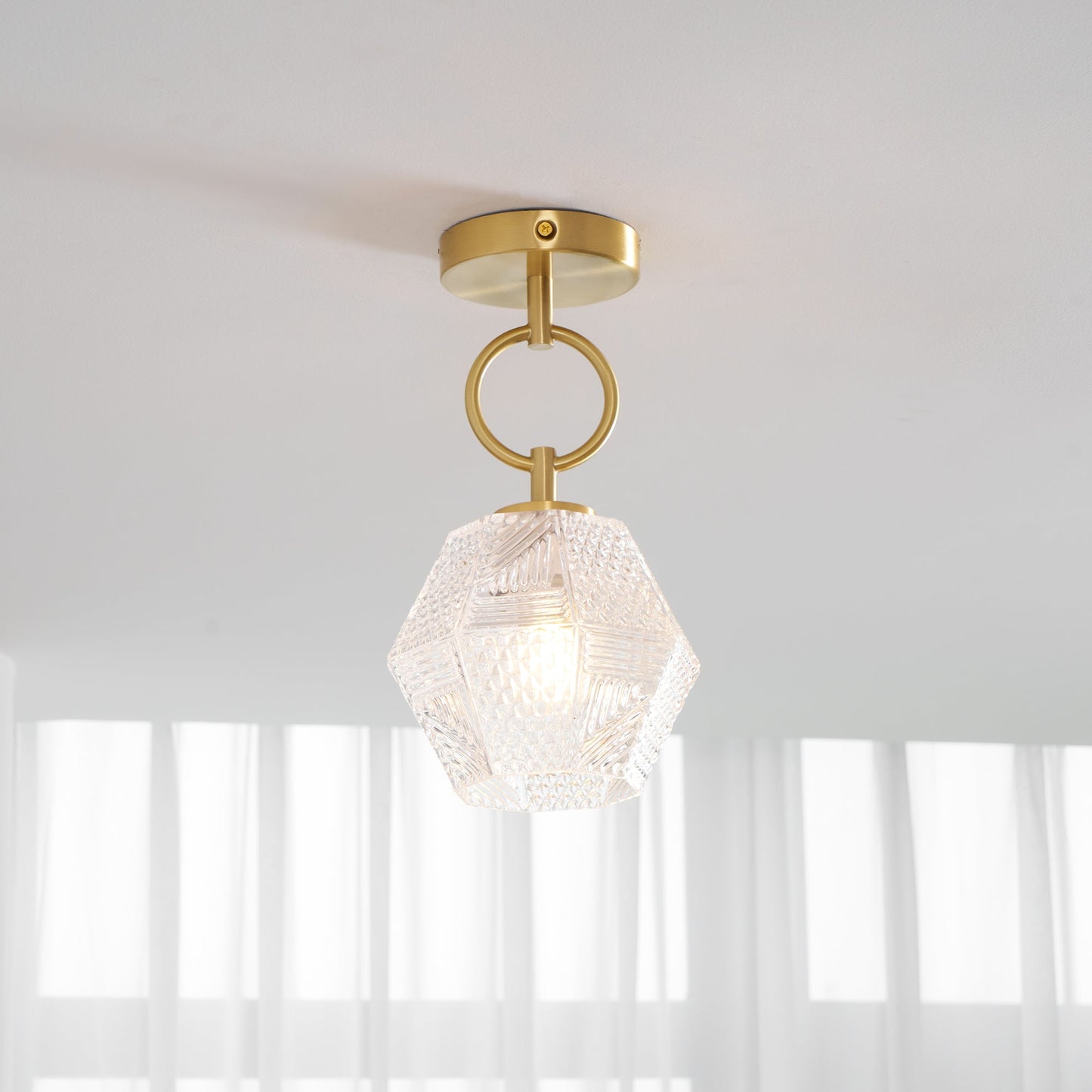 Lustoria - Elegante Art Deco Plafondlamp Met Diamantgeslepen Glas