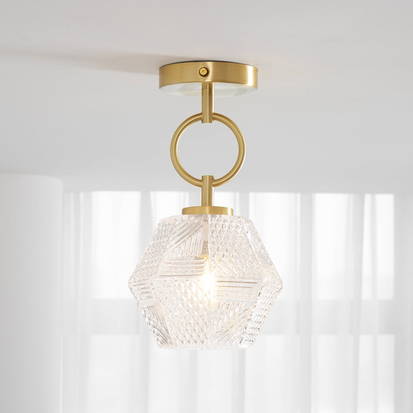 Lustoria - Elegante Art Deco Plafondlamp Met Diamantgeslepen Glas