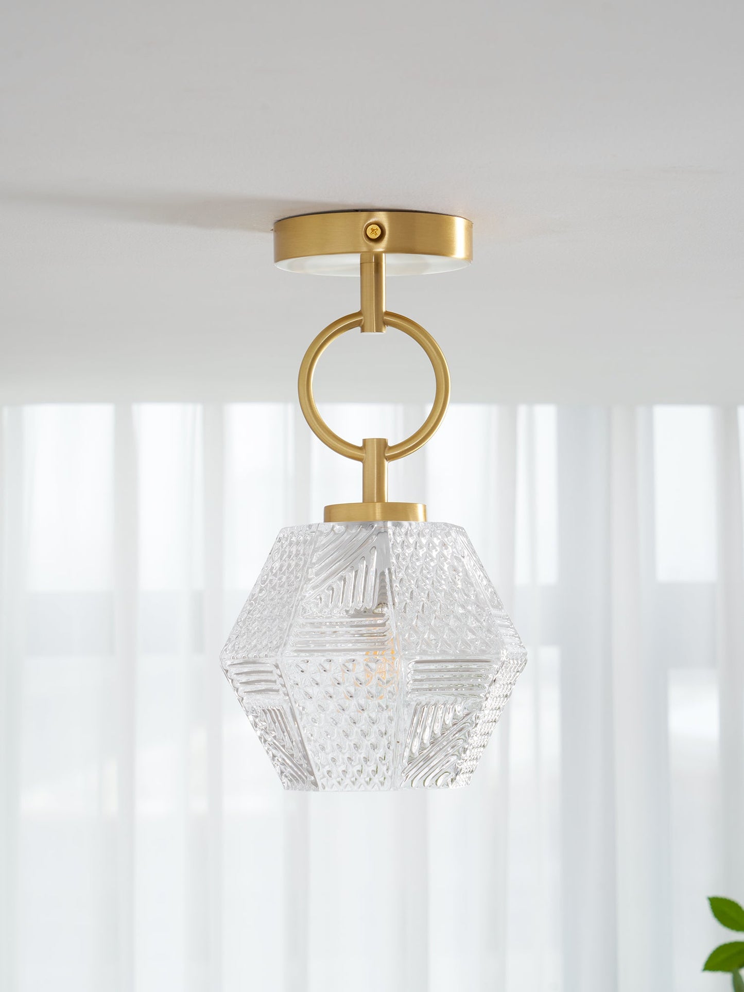 Lustoria - Elegante Art Deco Plafondlamp Met Diamantgeslepen Glas