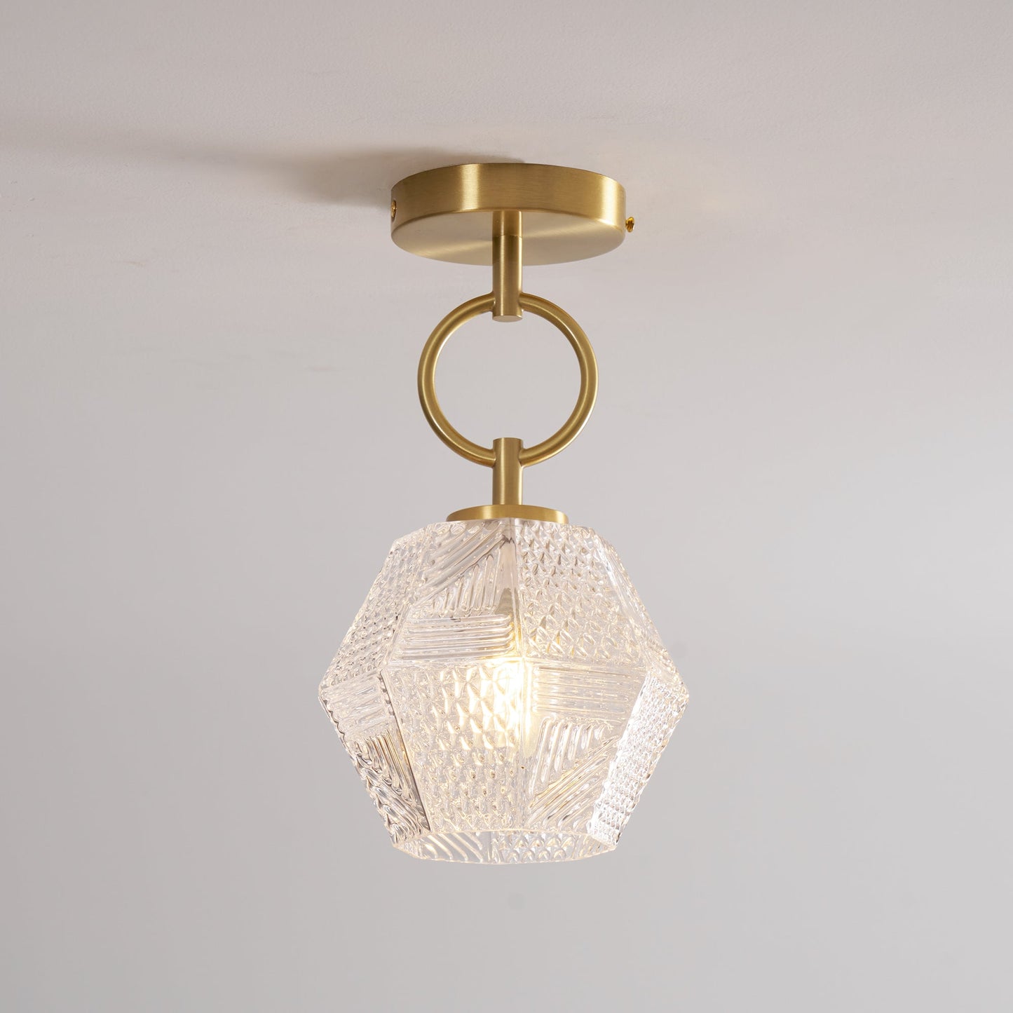 Lustoria - Elegante Art Deco Plafondlamp Met Diamantgeslepen Glas