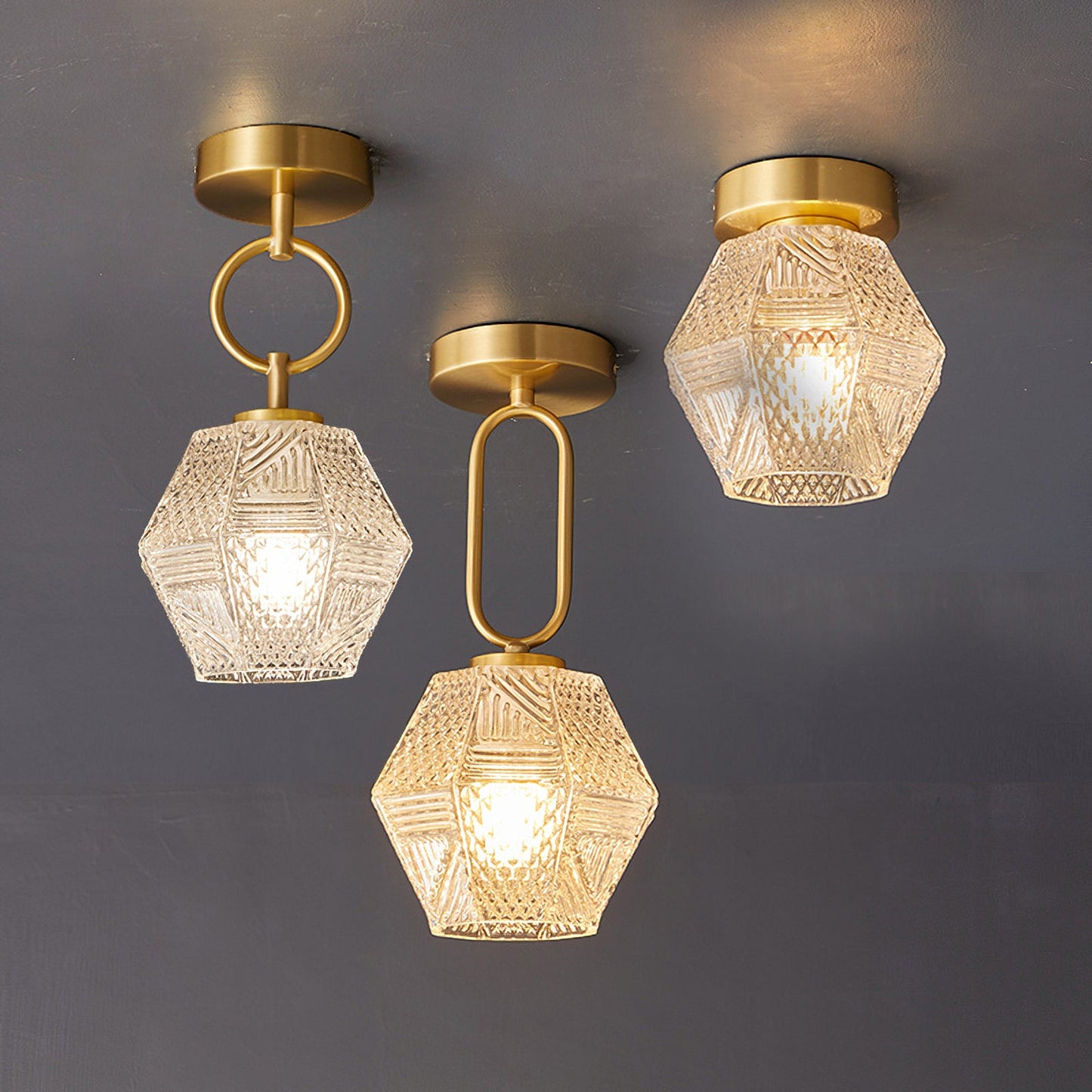 Lustoria - Elegante Art Deco Plafondlamp Met Diamantgeslepen Glas