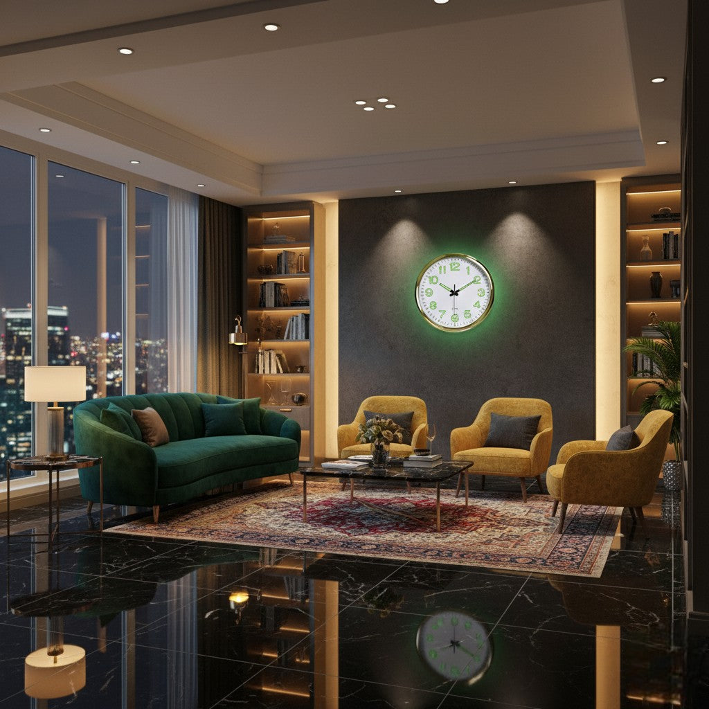 Hedgera - Stille Klaslokaal Wandklok Met LED-Licht En Modern Ontwerp