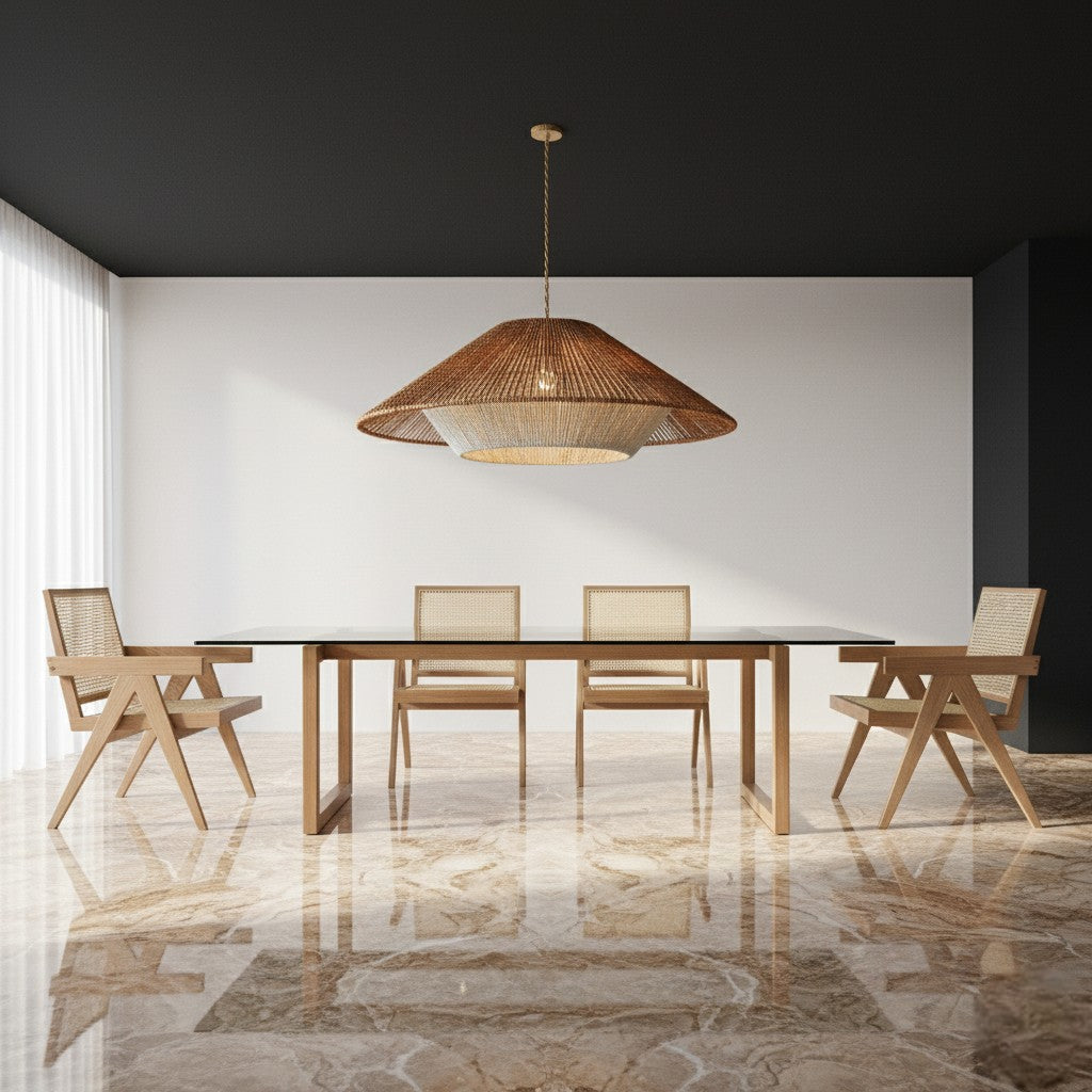 Walklux - Rustieke Charme Gevlochten Bamboe Hanglamp Met Ambachtelijk Design