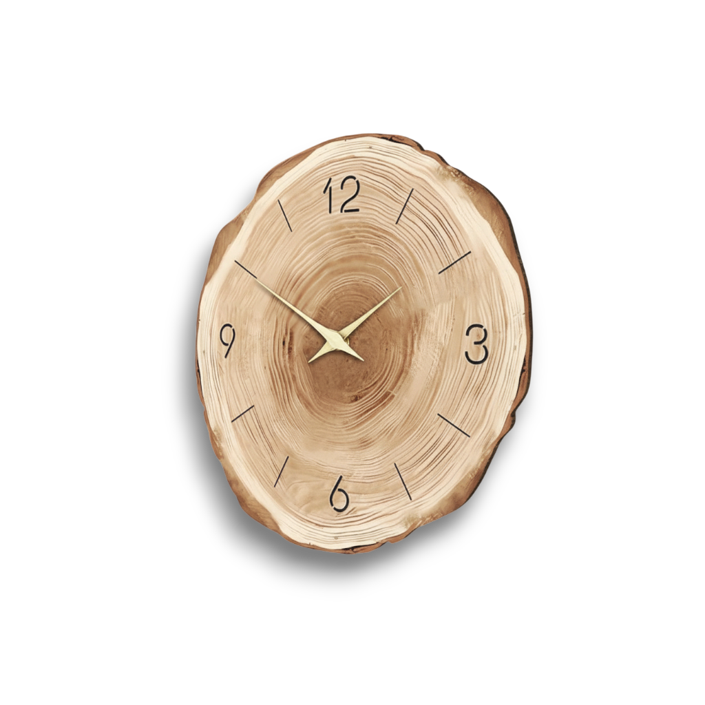 Arbor – Stille Houten Wandklok met Natuurlijke Textuur