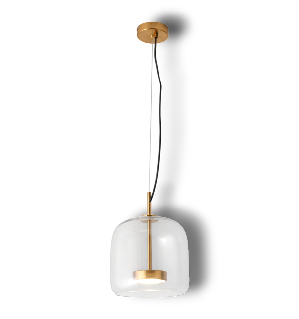 Framevia – Retro LED Hanglamp van Goud Metaal en Glas