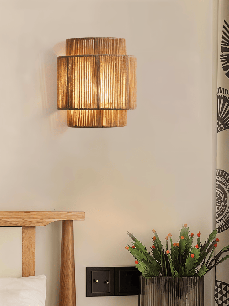 Hampa – Boho Touw Wandlamp met Rotan Kap