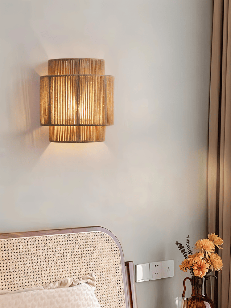 Hampa – Boho Touw Wandlamp met Rotan Kap