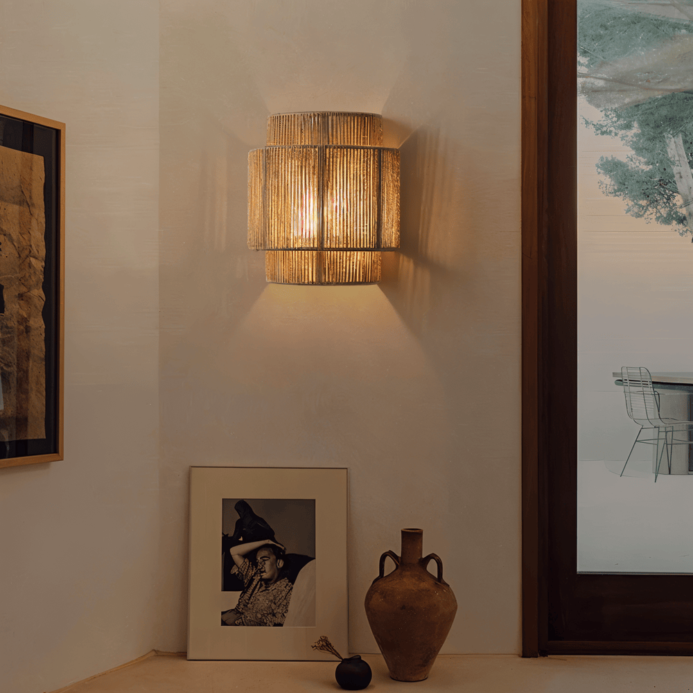 Hampa – Boho Touw Wandlamp met Rotan Kap