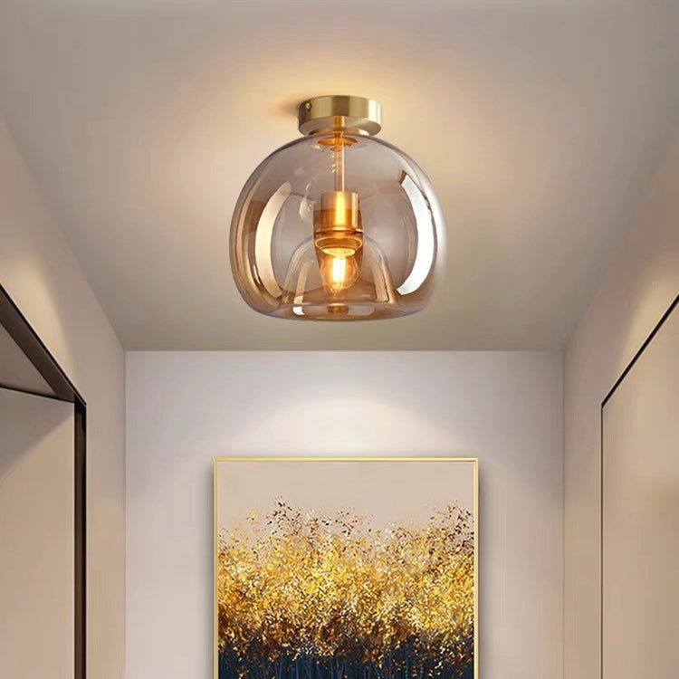 Patiora - Retro Koperen Glazen Plafondlamp Met Moderne Designuitstraling