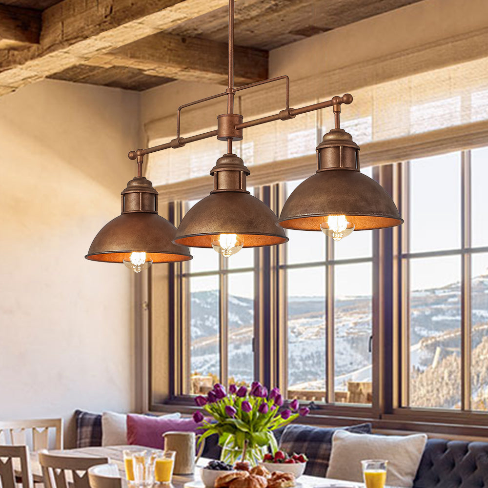 ForgeLine – Industriële 3-Lichts Lineaire Dome Hanglamp