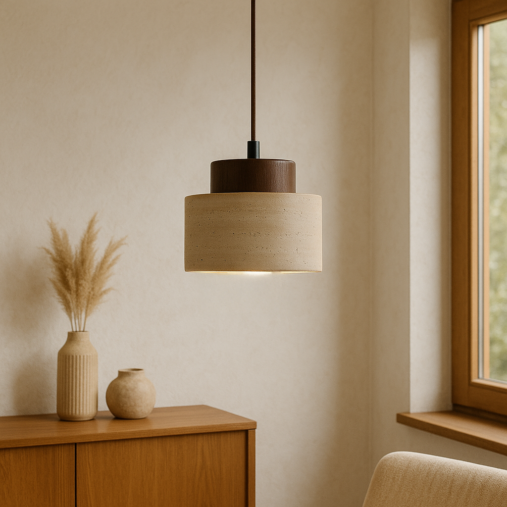Glowstead - Eigentijdse Travertin Stenen Hanglamp Met Zachte Natuurlijke Tinten