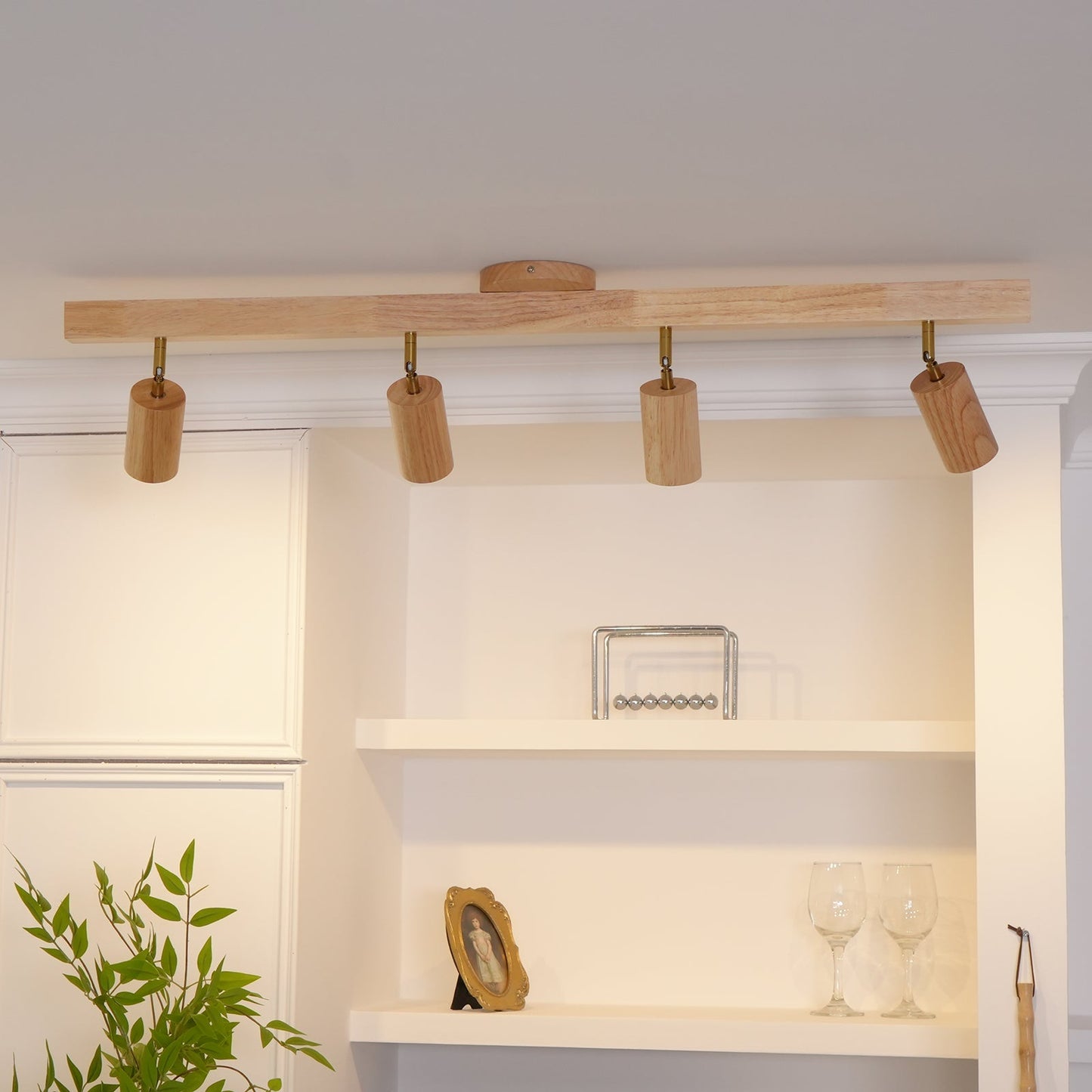 Norvia – Houten Rail Plafondlamp met Verstelbare Spots