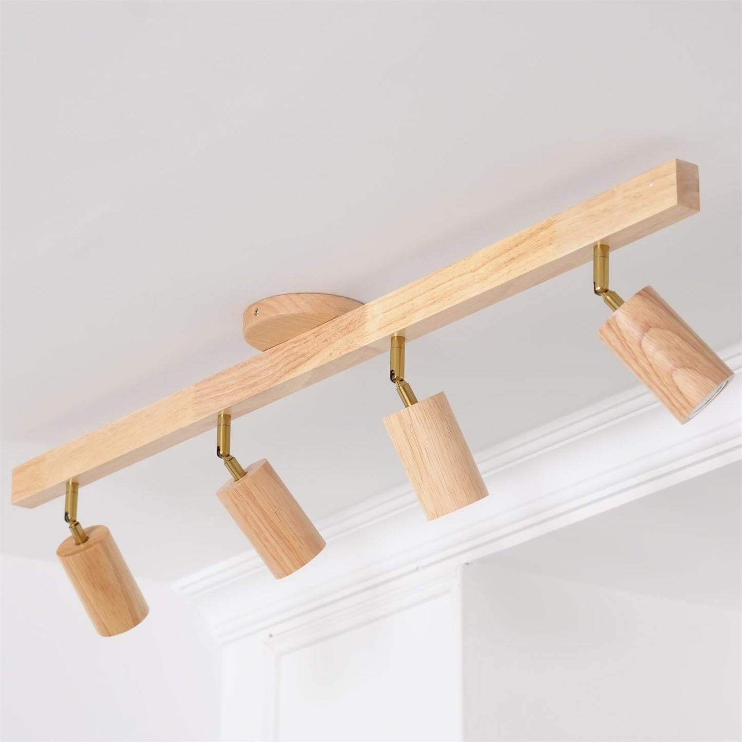 Norvia – Houten Rail Plafondlamp met Verstelbare Spots