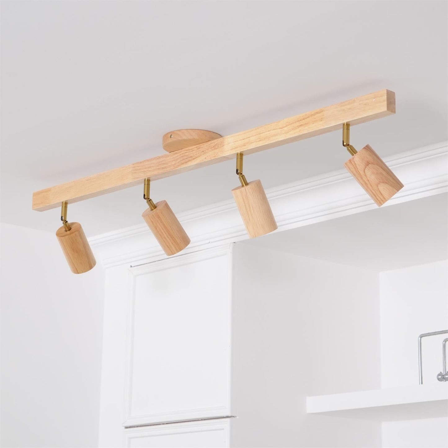 Norvia – Houten Rail Plafondlamp met Verstelbare Spots