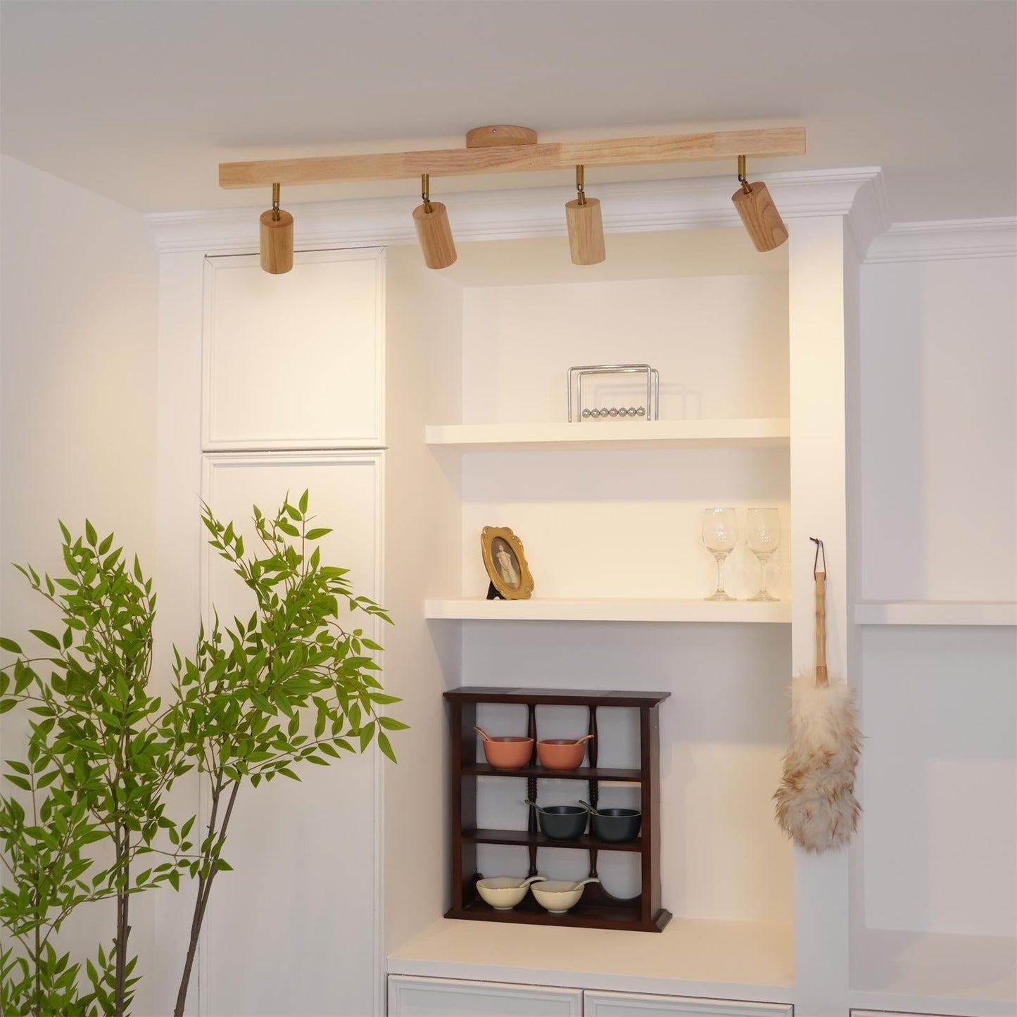 Norvia – Houten Rail Plafondlamp met Verstelbare Spots