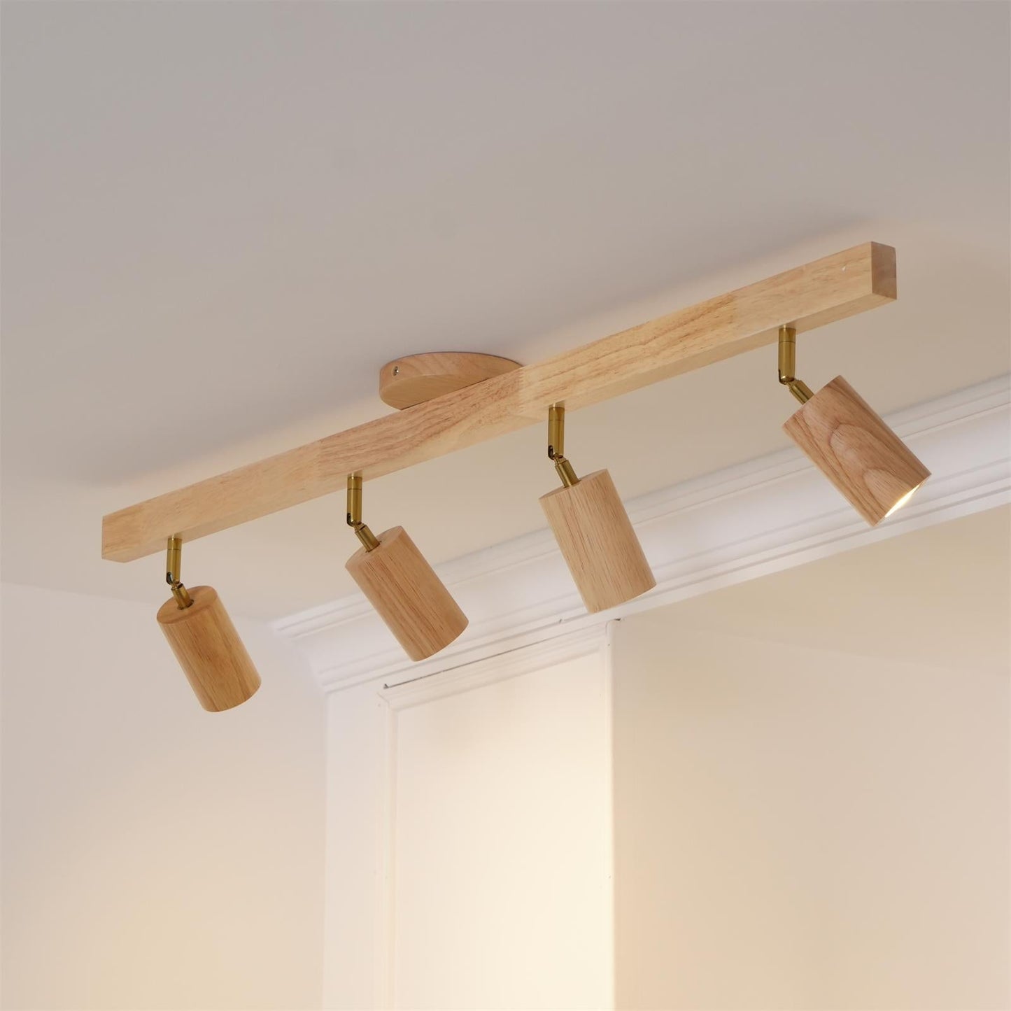 Norvia – Houten Rail Plafondlamp met Verstelbare Spots