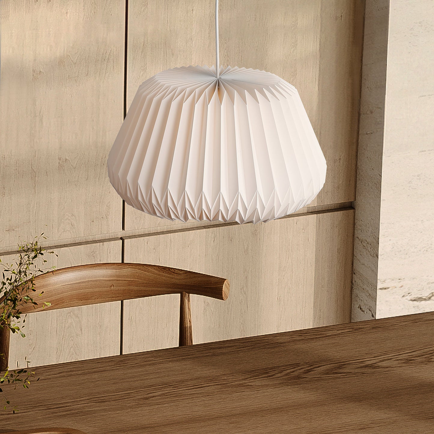 Lightura - Sculpturale Pendel Lamp Moon Mush Met Plissé Kap Ø45 Cm