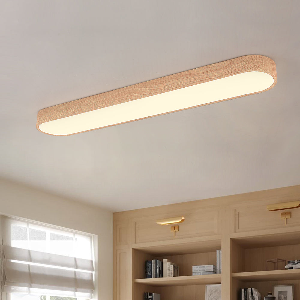 Arden – Nordic 1-Light Ovale LED Plafondlamp Met Houten Accent