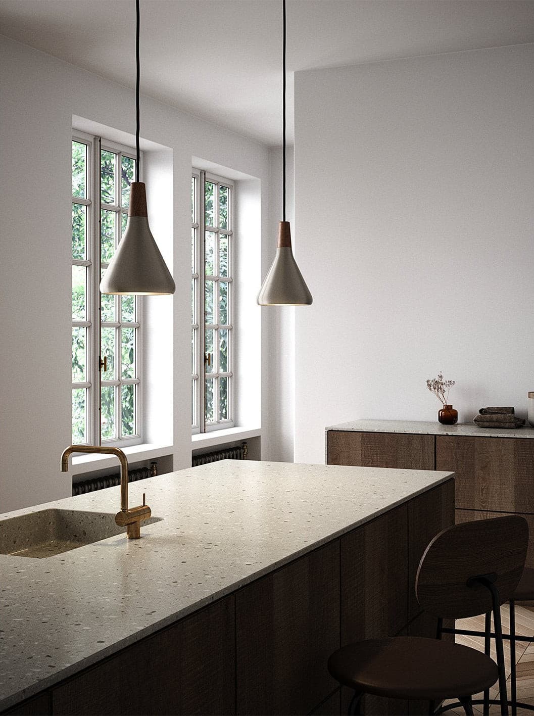 Glowbelle - Elegante Kegelvormige Hanglamp Met Geoliede Walnootstam Voor Warme Sfeer