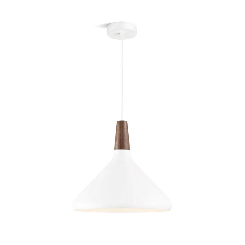 Glowbelle - Elegante Kegelvormige Hanglamp Met Geoliede Walnootstam Voor Warme Sfeer