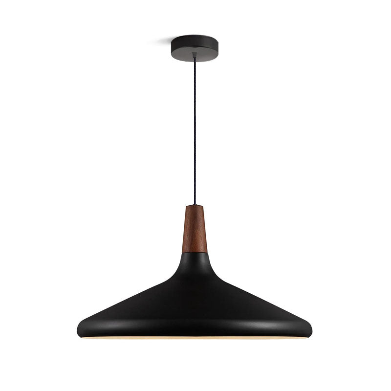 Glowbelle - Elegante Kegelvormige Hanglamp Met Geoliede Walnootstam Voor Warme Sfeer