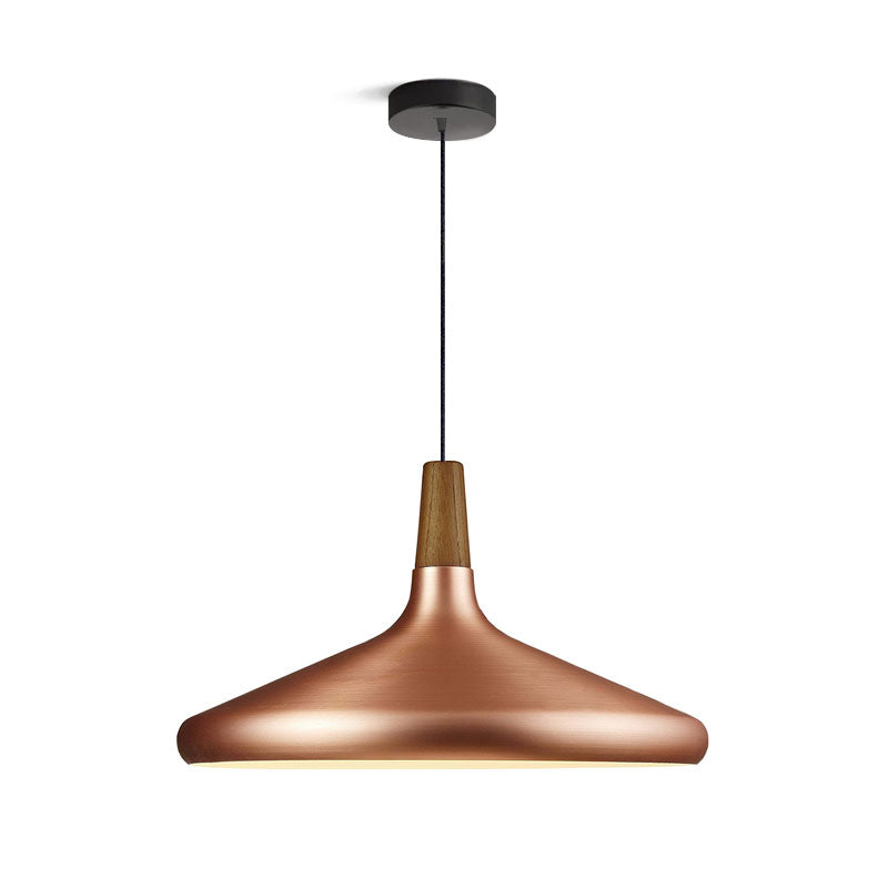 Glowbelle - Elegante Kegelvormige Hanglamp Met Geoliede Walnootstam Voor Warme Sfeer