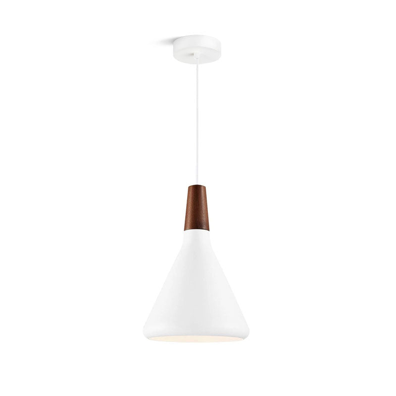 Glowbelle - Elegante Kegelvormige Hanglamp Met Geoliede Walnootstam Voor Warme Sfeer