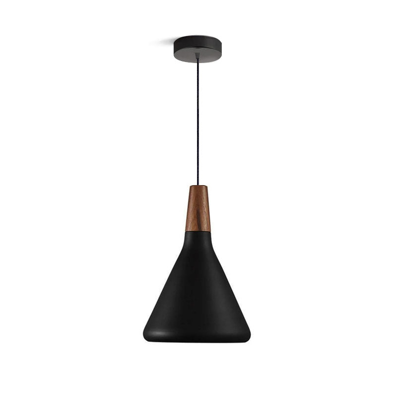 Glowbelle - Elegante Kegelvormige Hanglamp Met Geoliede Walnootstam Voor Warme Sfeer