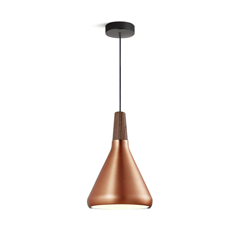 Glowbelle - Elegante Kegelvormige Hanglamp Met Geoliede Walnootstam Voor Warme Sfeer