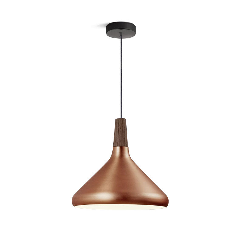 Glowbelle - Elegante Kegelvormige Hanglamp Met Geoliede Walnootstam Voor Warme Sfeer