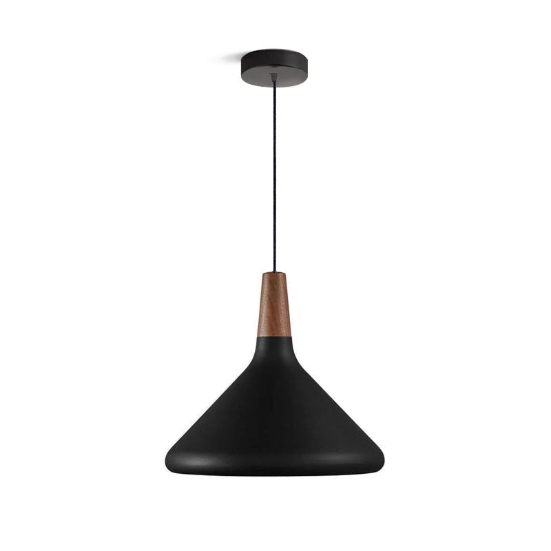 Glowbelle - Elegante Kegelvormige Hanglamp Met Geoliede Walnootstam Voor Warme Sfeer