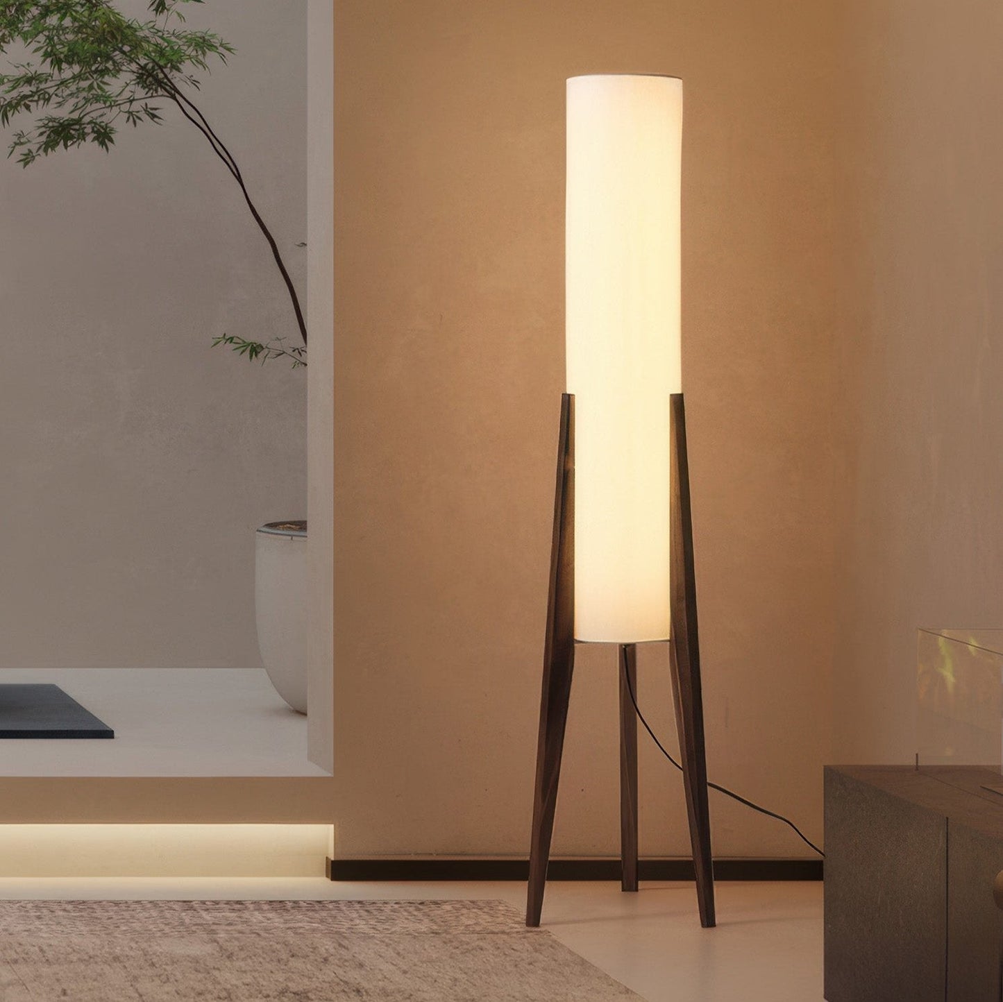 Nordic Glow – Walnoot Houten Vloerlamp