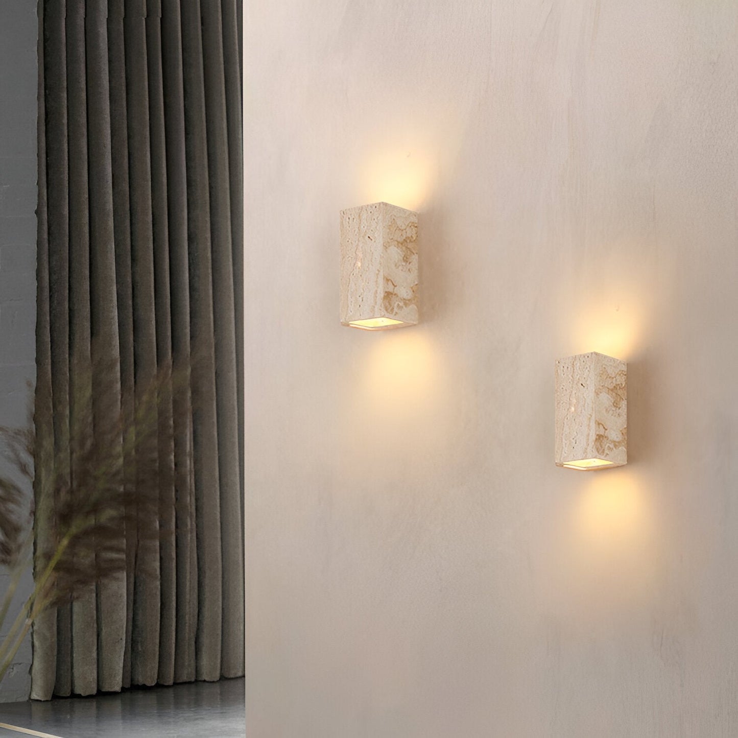 Veyra – Travertin Minimalistische Buiten LED Wandlamp