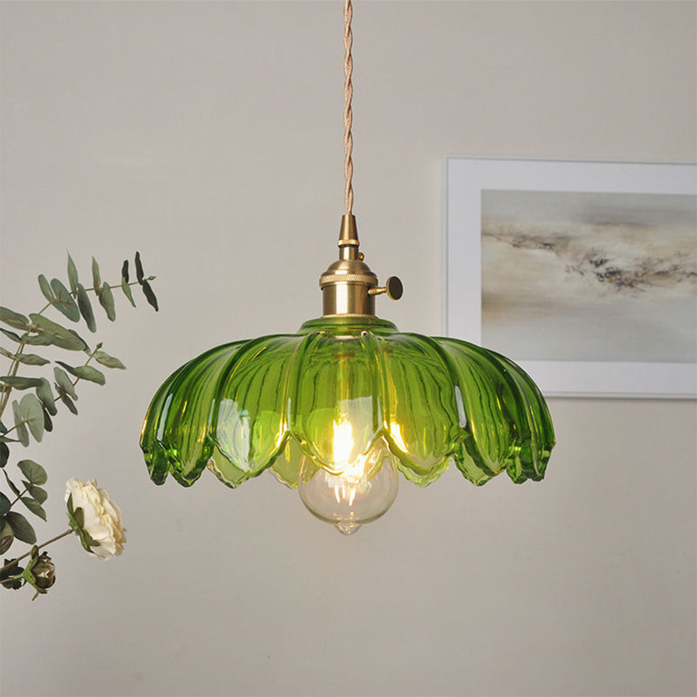 Accentra – Vintage Hanglamp met Glazen Bloemenkap