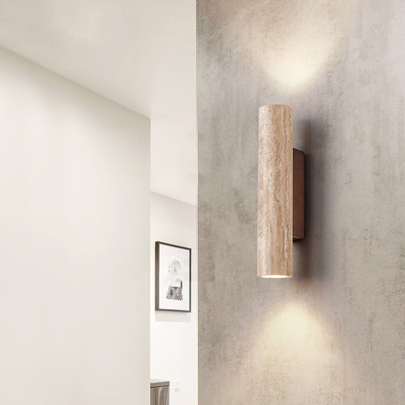 Renzo – Japandi Travertin Tube Wandlamp