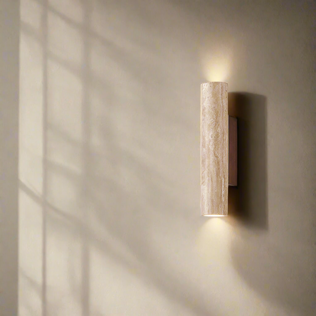 Renzo – Japandi Travertin Tube Wandlamp