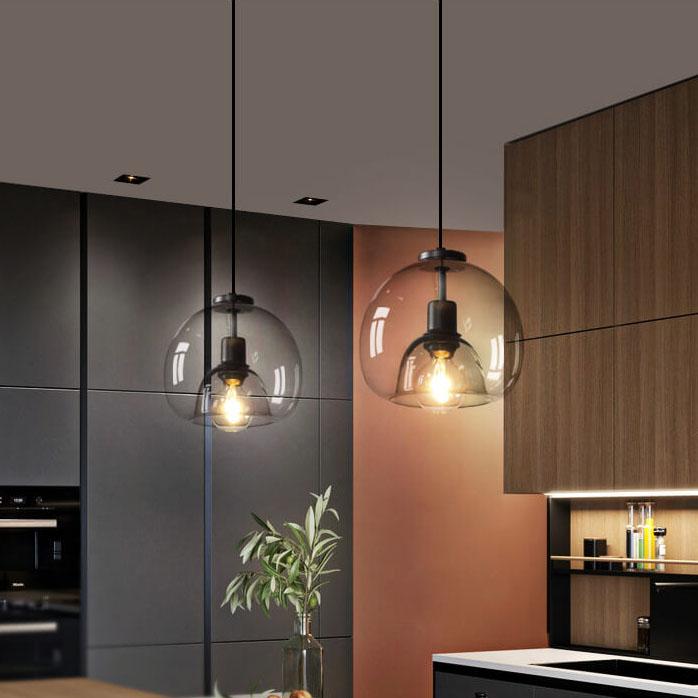 Lumea – Minimalistische Rookgrijze Glazen Koepel Hanglamp (1-Licht)