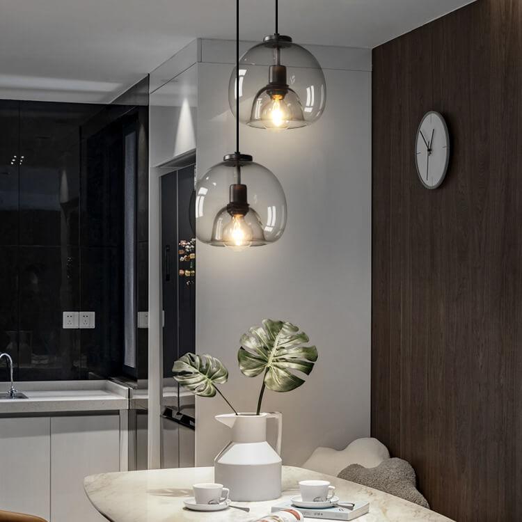 Lumea – Minimalistische Rookgrijze Glazen Koepel Hanglamp (1-Licht)